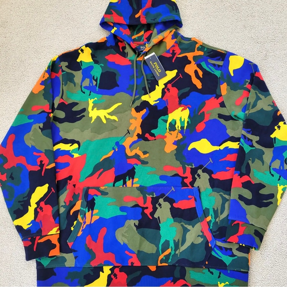 Polo Ralph Lauren multi color pony hoodie size medium NWT